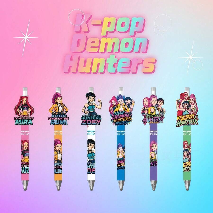 5pcs/10pcs K-Pop Girl Group Premium Gel Pens, Cute Cartoon Charm Pens, Fans Collection Stationery[Stochastic Style] - Multicolor - View 1