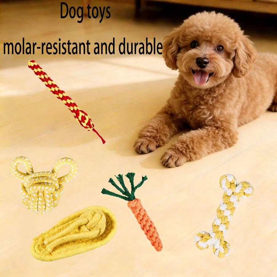 5 Packs Indestructible Cotton Rope Dog Toys, & Durable Chew Toys For Teething And Playtime