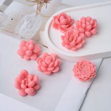 1pc 7-In-1 Succulent Floral Aroma Candle Silicone Mold DIY Plaster Flower Shaped Home Decor Silicone Mold - White - View 5