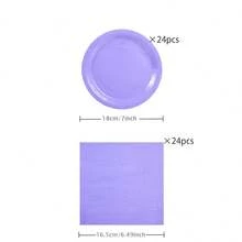 Customized Purple Disposable Tableware Set, Including 7/9 Inch Paper Plates, Paper Cups, Paper Napkins, Suitable For Birthday Parties, Festivals, Gatherings, Picnics, Celebration Events, Wedding Tea Parties, Graduation Ceremonies, Disposable Party Supplies - Custom Purple - View 17