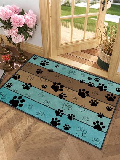 1 قطعة سجادة بنقشة بصمة القدم مضادة للانزلاق للاستخدام الخارجي، سجادة داخلية، سجادة حمام، سجادة مطبخ، سجادة زخرفية، وسادة ممر متعددة الاستخدامات، ناعمة ومريحة، سهلة التنظيف، مناسبة للمداخل الداخلية والخارجية، غرفة النوم، ديكور المنزل