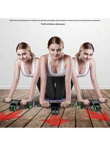 1个四轮腹部健身轮，腹部塑形压缩轮，可折叠，静音男士家用健身器材 - 彩色 - 查看 4