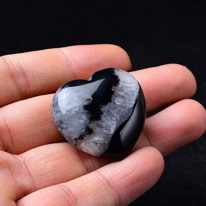 CUPIDCRYSTAL Piedra de ágata negra natural con forma de corazón, la mejor opción para regalo del Día de San Valentín, regalo de joyería para mujeres, decoración de cristal curativo, regalo para el Día de la Madre, regalo mineral