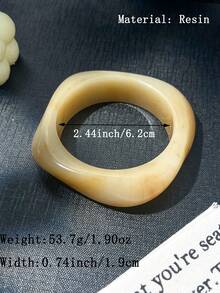 3pcs Exaggerated Asymmetrical Resin Semi-Transparent Bracelet Set, Versatile For Women - Multicolor - View 5