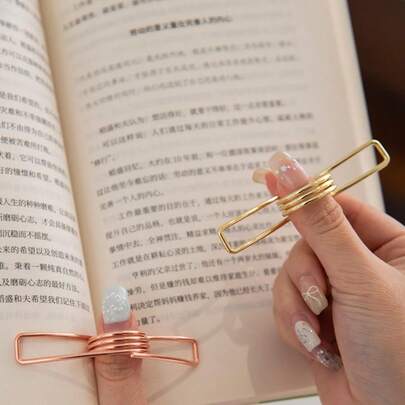 Bộ 1 kẹp trang sách sáng tạo, kẹp đánh dấu trang bằng kim loại và dụng cụ mở sách, phụ kiện đọc sách, kẹp đánh dấu trang bằng ngón tay, kẹp đánh dấu trang bằng ngón cái - Vật dụng đọc sách cá nhân hóa, phù hợp cho giáo viên và người yêu sách.