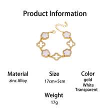 1pc Elegant Shimmering Luxurious Hollow Gold Four-Leaf Clover & Sweet Five-Leaf Clover Bracelet For Women - White - View 6