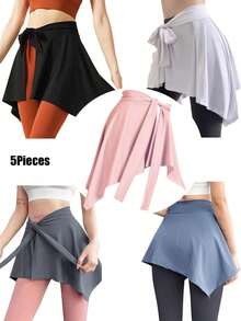 Women's Silky Quick-Dry Adjustable Shawl/Belt/Scarf, Sports Underskirt, Anti-Embarrassment & Anti-Glare, One-Piece Dress Covers Hips To Look Slimmer, Fitness Yoga Dress, Women's Wrap Skirt, Fitness Yoga Tie Shawl, Running Anti-Glare Skirt, Wrap Skirt, Tie Jumpsuit Dress, Covers Hips To Look Slimmer, Anti-Glare, Yoga Fitness Sports Dance Women's Skirt, Summer & Autumn Polyester - Multicolor - View 5