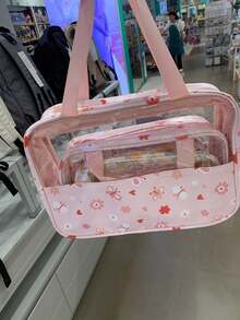 1 pieza/3 piezas Bolsas de tocador transparentes para viaje - Bolsas de maquillaje impermeables con estampado de mariposa y margarita - Organizador de cosméticos de viaje de varios tamaños para hombres y mujeres, ideal para viajes y uso diario, bolsas de playa de verano, artículos esenciales de viaje, artículos esenciales de crucero, bolsos de mujer, artículos esenciales de vacaciones, bolsa de maquillaje para viaje, bolsa de artículos de tocador, artículos esenciales de baño, viaje, cubos de embalaje organizador de maquillaje de viaje, bolsa de cosméticos, bolsa de lavado, bolsa de viaje de tocador, regalos para mujeres - Multicolor - Ver 6