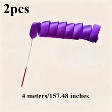 2pcs Rainbow Dance Ribbons, Performance Art Gymnastics Ribbon Props, Dance Toys Silk Ribbon With Stick, Middle-Aged Square Dance, Wedding, Birthday Party Gift, Dance Supplies - Multicolor - View 11
