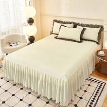 1pc Ruffled Soft Brushed Bed Skirt (Pillow Case Not Included) - Milkshake White - View 2