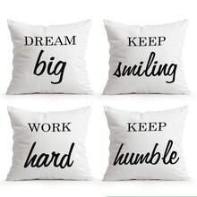 4pcs Inspirational Quote Pattern Pillow Cover, Single-Sided Printed Cushion Cover, Suitable For Living Room, Bedroom, Home Decor, All Season - Multicolor - View 1