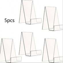 5 pièces Étagère à livres en acrylique transparent, support de livre multifonctionnel, présentoir de bureau pour produits, tablettes, livres de cuisine - Transparent - Voir 9