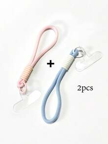 Silicone Lanyard Gasket Macaron Color Phone Lanyard + Earphone Case Lanyard, Short Silicone Nylon Wrist Strap, Phone Case And Earphone Case Anti-Lost Pendant With Clear Tether Tabs Spring Gift - Multicolor - View 2