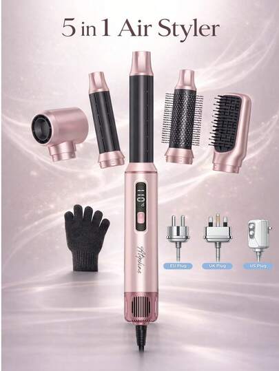 UKLISS 耐热卷发棒，配有4个可互换卷筒，精准控温（110°C-230°C），360°旋转电源线，适合沙龙造型