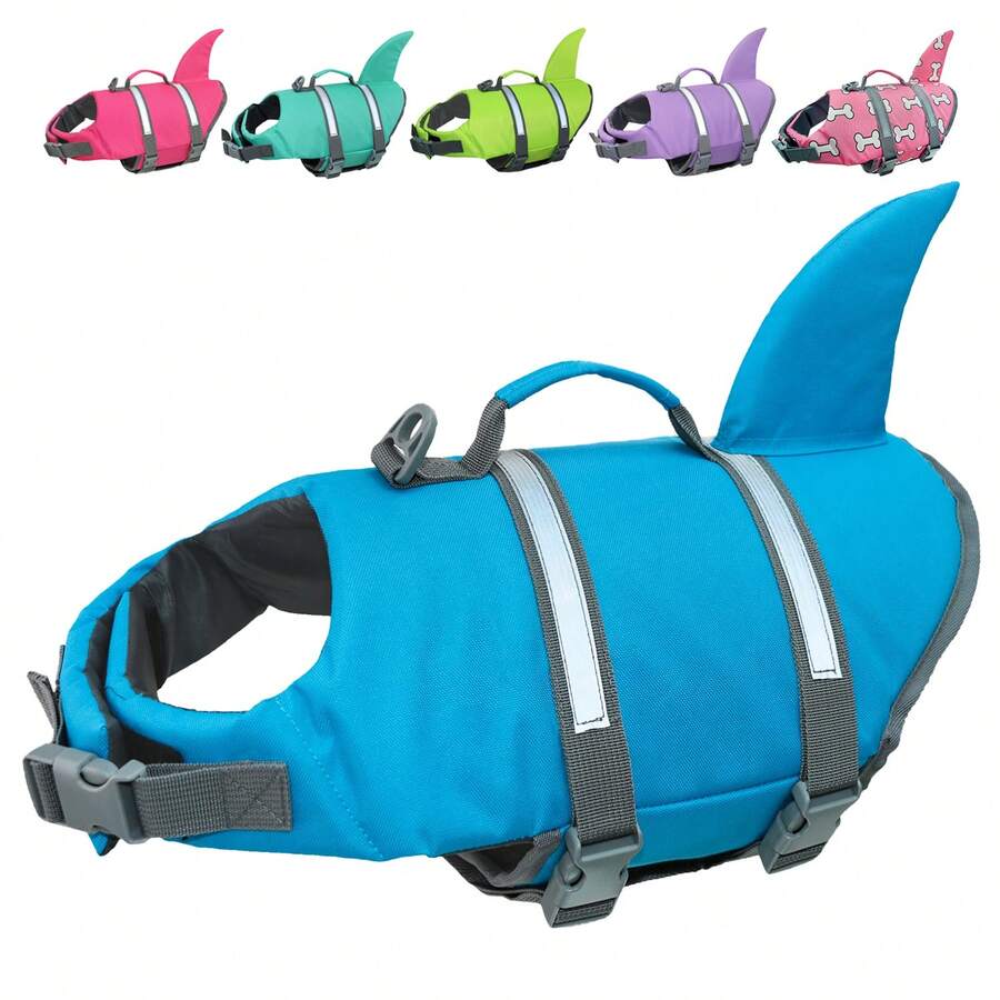 Áo phao cứu sinh cho chó hình cá mập có thể điều chỉnh, áo phản quang có tay cầm cứu hộ, thích hợp cho bơi lội, bãi biển, chèo thuyền, các hoạt động dưới nước, phù hợp với chó lớn, vừa và nhỏ.