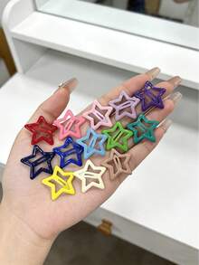 1/20/40个Y2K风格彩色星形图案发夹，多色星形图案，适合各种搭配需求，为发型增添可爱活力，适合女孩和女士日常佩戴、周末郊游、生日派对等场合，轻松提升整体造型，打造甜美可爱形象。发夹、发卡、发饰、头饰 - 多色 - 查看 2
