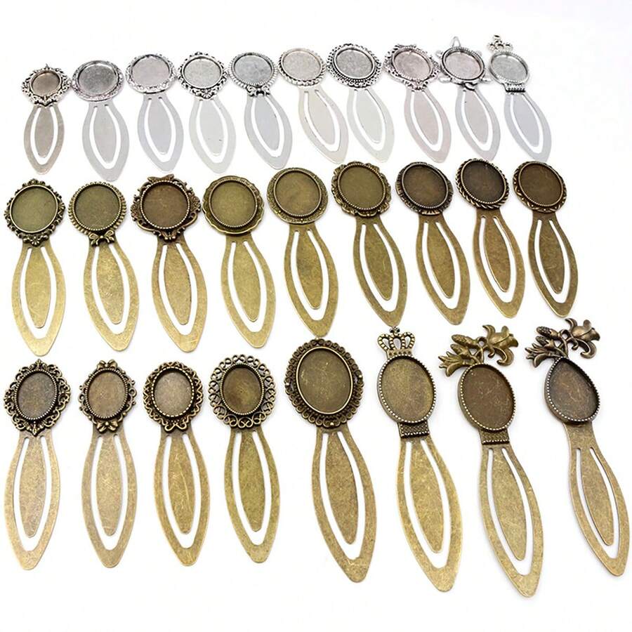 2pcs Craft Bookmark Blank Base Tray Bezel Fits 18x25mm Oval Cabochons DIY Jewelry Making Accessories Findings - Bookmark Base - View 1