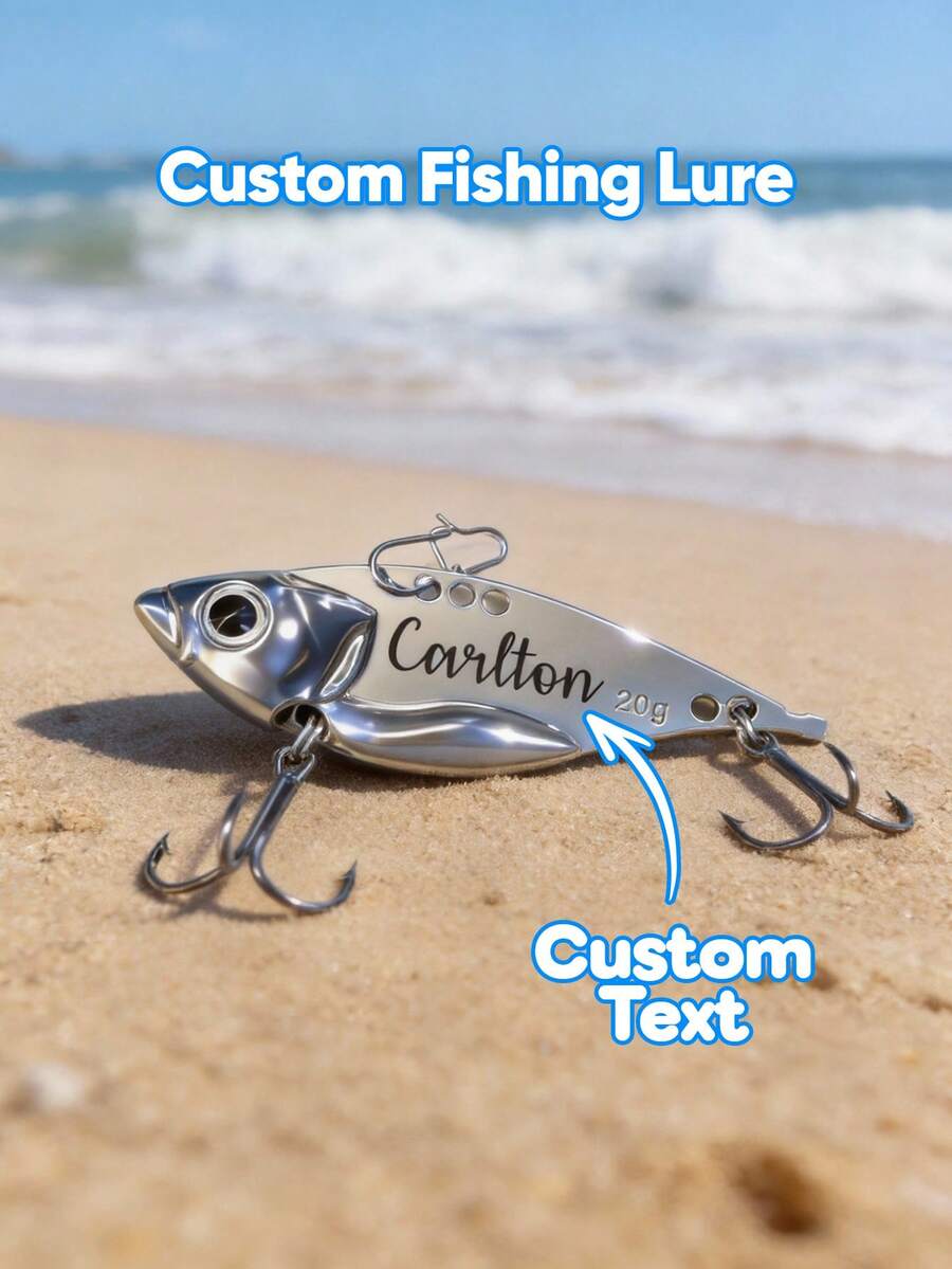 1pc Personalized Fishing Lure, Custom Fishing Lure, Fishing Lover Gift, Fishing Hook, Fishing Accessories, Personalized Fishing Lure, Retirement Gift, Personalized Fishing, Fishing Lure, Fishing Hook, Carved Fishing Design, Men's Fishing Gift, Father's Day Gift, Retirement Gift - Silver - View 1