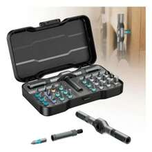 Set Destornillador 24 en 1 Profesional con Carraca Mango en T, Alto Torque Potente, Puntas Magnéticas Intercambiables, Kit Herramientas Reparación Celular, Laptop, PC, Electrónica, Mecánica, Taller, Hogar, DIY, Juego Destornilladores Multifunción Reversible 3 Modos, Diseño Ergonómico Antideslizante Alta Resistencia - Juego de 24 piezas - Ver 2