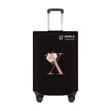 1pc Non-Stretch Non-Woven Fabric Luggage Protective Cover Suitable For 20-30 Inch Trolley Case, Anti-Scratch Luggage Protector Cover With Rose Gold Letter Pattern, Travel Accessory Essential For Back To School - Black - View 74