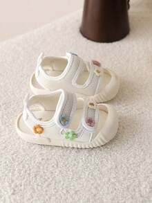 1 Pair Baby Girls' Sandals, Princess Style Versatile Closed Toe Breathable Non-Slip Summer New Toddler Walking Shoes - Beige - View 6