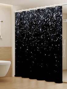 Bộ 3 món rèm tắm và thảm phòng tắm chống thấm nước, màu đen, họa tiết rằn ri tinh tế, quà tặng độc đáo, trang trí nhà hiện đại, kèm 12 móc treo rèm. - nhiều màu - Xem 6