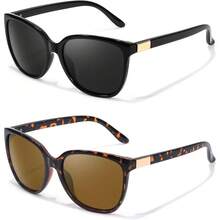 2Pack Polarised Sunglasses Womens - Stylish And  UV400 Protection For Outdoor Activities - A01 Black + Tortoise/Brown - View 6