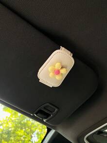Flower Decor Car Visor Clip, Fashion Glasses Storage Holder With Magnetic Attachment - A - View 7