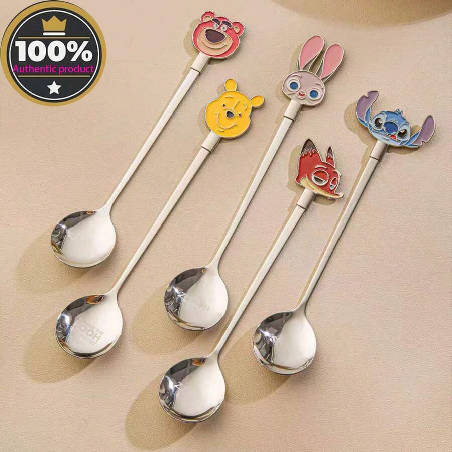 Disney Muỗng súp cán dài bằng thép không gỉ, muỗng tráng miệng/cà phê hình hoạt hình dễ thương. - Xem 1