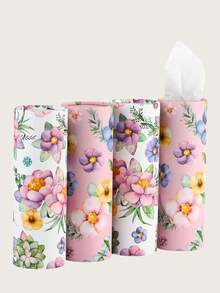 2pcs/4pcs Floral Pattern Car Tissue Box - Round Cup Holder Tissue Box With 200pcs 3-Ply Tissues, Suitable For Car Cup Holder And Home Desk, Pink And White Floral Pattern Suitable For Ladies, Children And Family Travel - Tissue Box - View 10