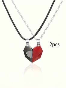 Set de 2 collares con colgante con forma de corazón, regalo para parejas/amigos - Multicolor - Ver 7