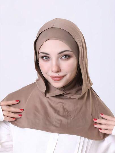 1件装女士纯色拉法帽滑雪面罩颈部保暖弹性头带，透气舒适弹力宽边吸汗防滑多功能运动头饰，简约时尚围巾，帽子和配套头带合二为一