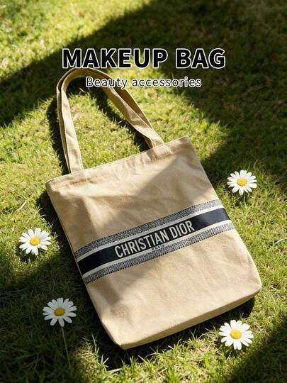 Dior Bolso de lona con estampado marrón para mujer, bolso de compras, bolso de hombro, bolso de gran capacidad, bolso con estampado, diseño sencillo y multiusos