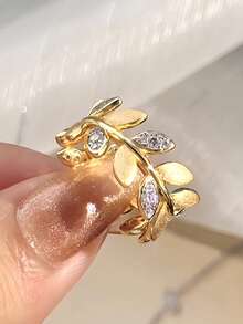 1枚S925纯银麦穗纹理立方氧化锆戒指，优雅奢华派对戒指，周年纪念礼物，女士珠宝礼品，日常佩戴 - 拉絲麥穗戒指 - 查看 4