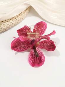 1个时尚波西米亚风人造花发夹，女士度假、派对、摄影发饰，夏季沙滩发夹，夏季沙滩发爪 - 彩色 - 查看 3