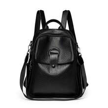 2026 女士休闲双肩包 设计师款高品质真皮女士单肩包 奢华书包 大容量背包 日常使用 - 黑色 - 查看 13