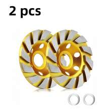 2 Pcs Grinding Disc For Concrete And Porcelain Tile Grinder, 4-Inch Diamond Grinding Wheel - Yellow - View 1