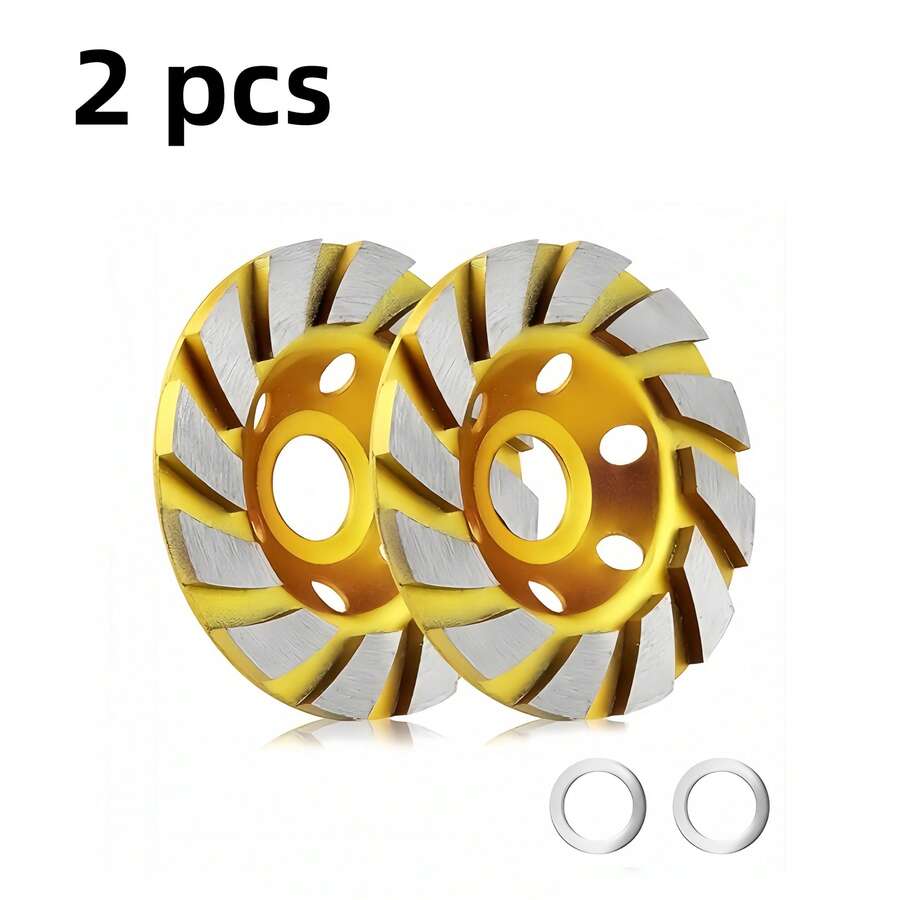 2 Pcs Grinding Disc For Concrete And Porcelain Tile Grinder, 4-Inch Diamond Grinding Wheel - Yellow - View 1
