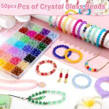 50pcs/10mm 30pcs/12mm Round Glass Beads, Multicolored Crystal Gemstone Beads, Round DIY Craft Beads, For Jewelry Making DIY Crafts, Handmade Necklaces, Bracelets, Phone Straps, Wedding Decorations, Adult Girls' Friendship Bracelets - Multicolor - View 8
