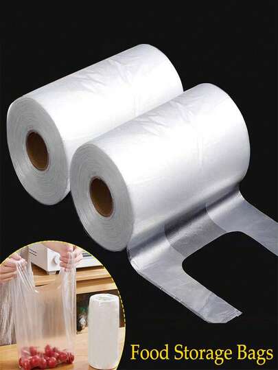 200/100/50pcs Durable Tear-Resistant Food Storage Bags, Suitable For Fruits And Vegetables, Ideal For Outdoor Cooking And Kitchen Use