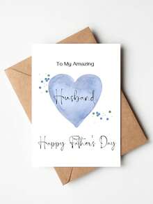 1 tấm thiệp chúc mừng Ngày của Cha dành cho chồng, thiệp "Người cha tuyệt vời từ vợ", món quà lãng mạn kèm phong bì. - nhiều màu - Xem 2