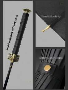 1把武士刀伞 – 武士刀柄雨伞，时尚长柄角色扮演道具及收藏品，耐用防水面料，8/16/24根钢骨，防紫外线，手动/自动开合设计，男女皆宜，动漫迷、街头风爱好者、婚礼礼物、房间装饰、海滩旅行、露营装备、节日必备、复活节礼物，非常适合户外无家具环境及书桌使用。 - 直骨傘 - 查看 2