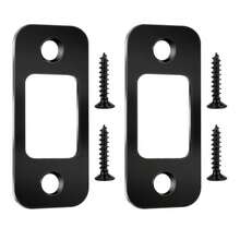 2 Pack Deadbolt Strike Plate Door Backplate 1" X 2-1/4" Round Corner Black Stainless Steel Doors Reinforcement Plate With Screws Deadbolt Strike Plates Door Backplate Matte - As Pic - View 8