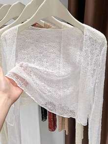 1 món đồ (áo khoác cardigan ren mùa xuân, hè, thu), áo hai dây chống nắng cao cấp, chân váy, áo choàng mỏng bằng lưới khoét vai, có mũ trùm đầu, khăn choàng. - Nhiều màu - Xem 8