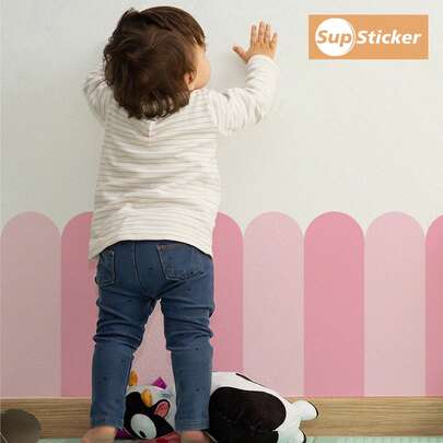 6pcs Macaron Colorful Arch Shaped Wall Stickers, Self-Adhesive Removable Wall Decals, Suitable For Boys, Girls, Nursery, Kids Bedroom Wall Decor, Kindergarten Party Decoration, 7.68 X 23.43 Inch