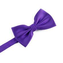 ZLQ&GOU 3 piezas Conjunto de corbata de poliéster de pana sólida púrpura con pajarita y pañuelo de bolsillo, adecuado para eventos de negocios, bodas, sin caja de regalo - Morado - Ver 3