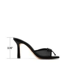 Women Fashion Stiletto Mule Sandals With Bow Mesh Decorative, Open Toe Mesh Breathable Slip-On Summer High Heel Sandals For Daily Party Wedding Wearing - Black - View 5