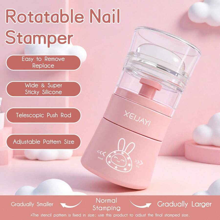 Retractable Nail Stamper - For DIY Nail Decoration With French Manicure Stamping And Nail Polish Transfer Printing - Pink - View 1