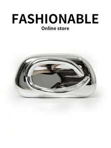 1个闪亮银色简约休闲复古优雅手提包，链条单肩斜挎包，适合派对，复古硬币装饰 - 亮銀色 - 查看 1