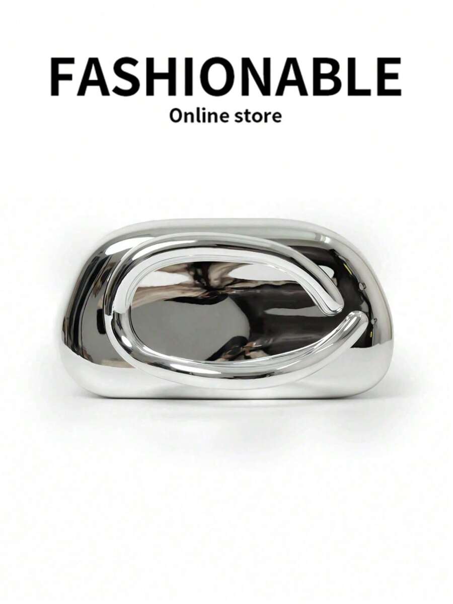 1个闪亮银色简约休闲复古优雅手提包，链条单肩斜挎包，适合派对，复古硬币装饰 - 亮銀色 - 查看 1